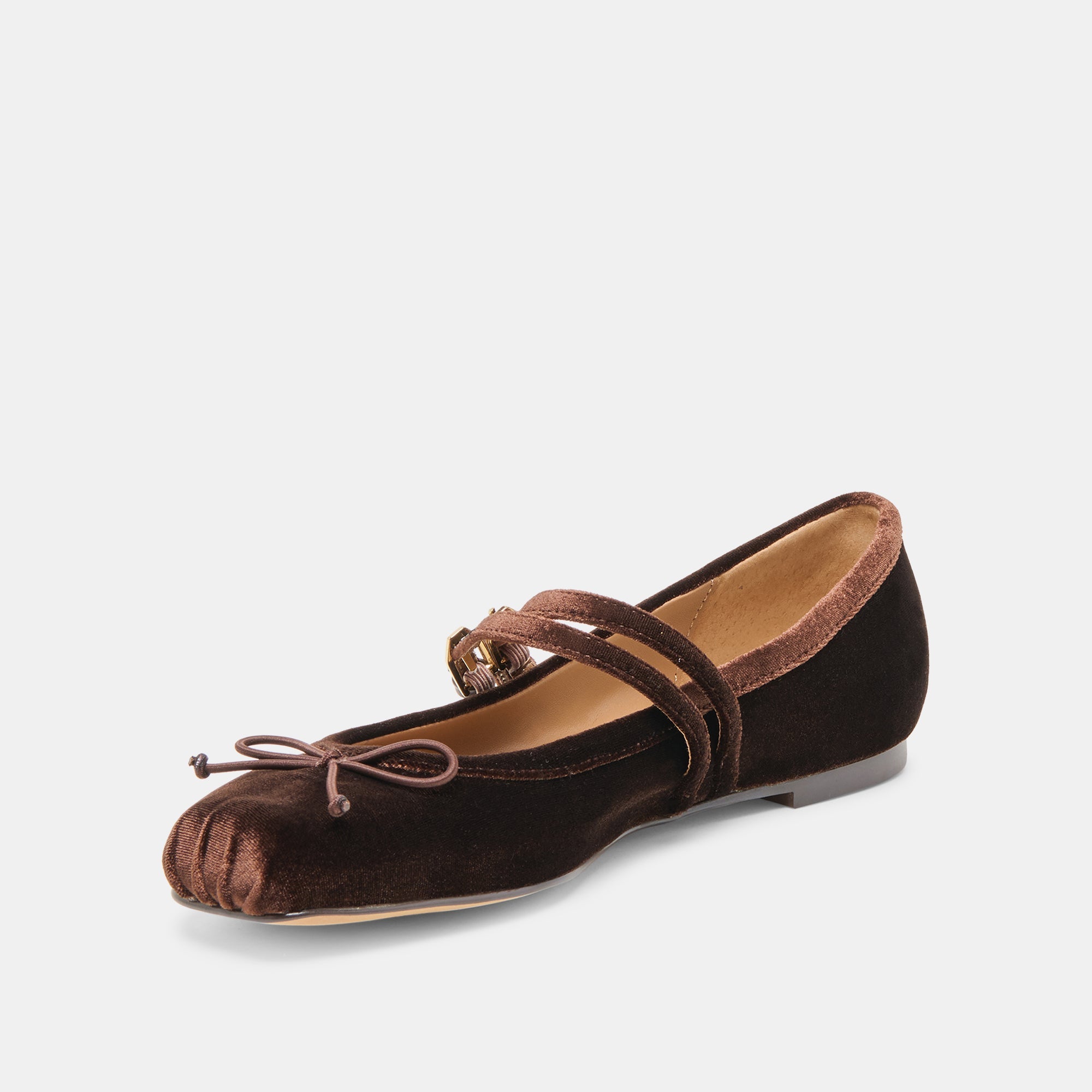 Gibsen Chocolate Velvet Ballet Flats | Women Dolce Vita
