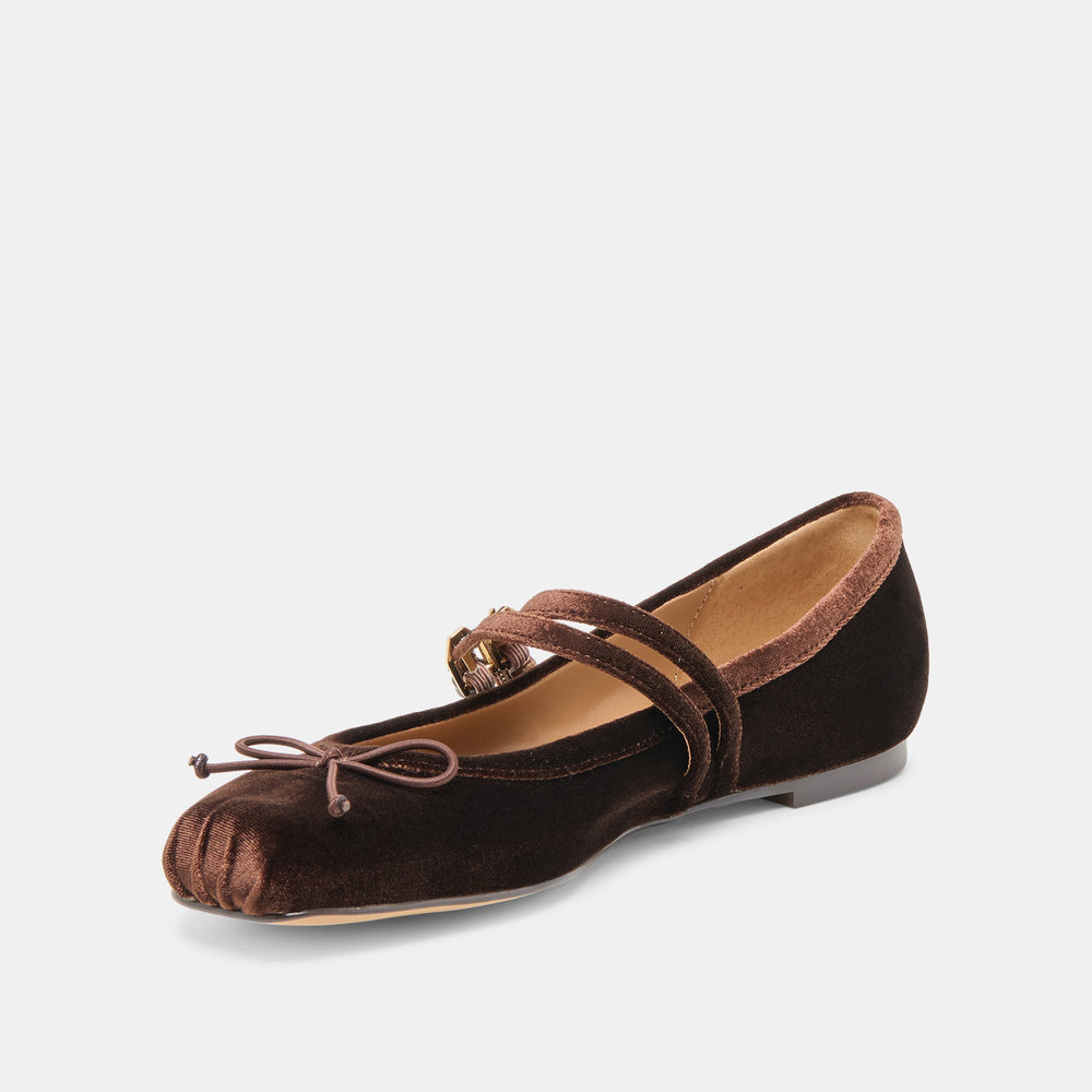 Gibsen Chocolate Velvet Ballet Flats | Women Dolce Vita