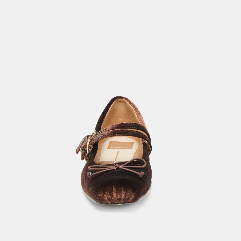 Gibsen Chocolate Velvet Ballet Flats | Women Dolce Vita