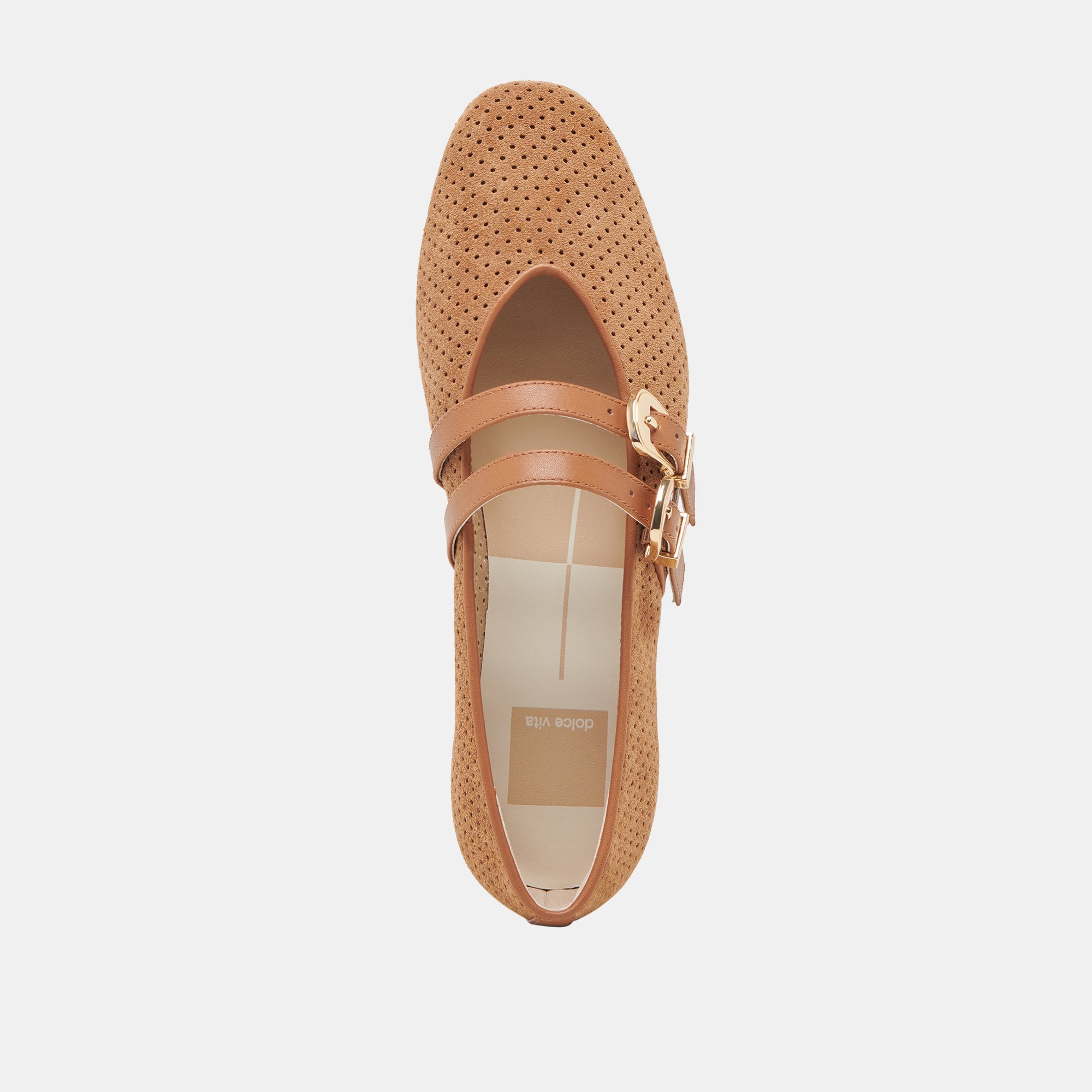 Baylee Pecan Perforated Suede Ballet Flats | Women Dolce Vita