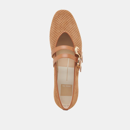 Baylee Pecan Perforated Suede Ballet Flats - Dolce Vita