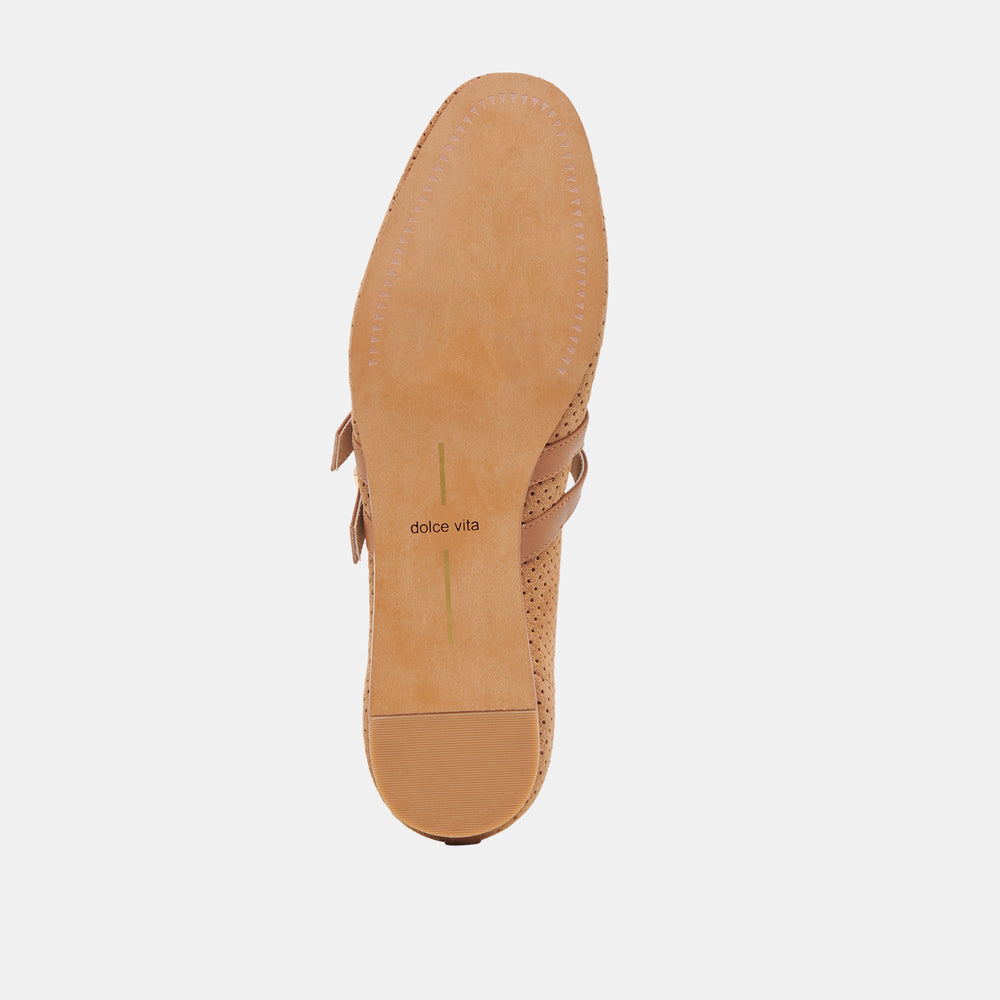 Baylee Pecan Perforated Suede Ballet Flats | Women Dolce Vita