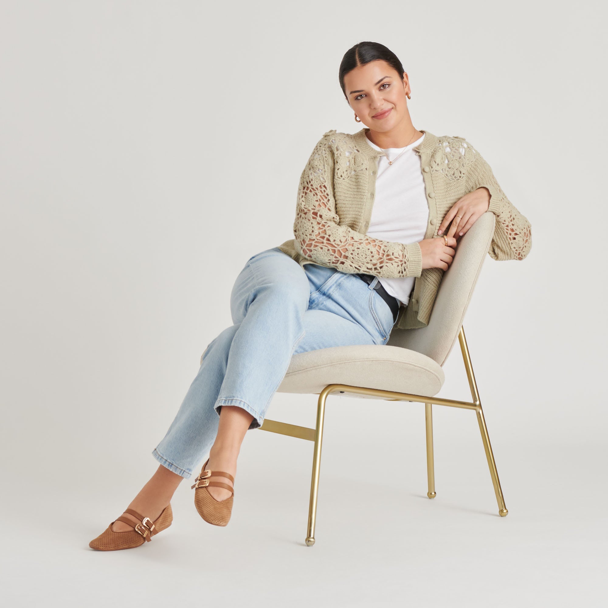 Baylee Pecan Perforated Suede Ballet Flats | Women Dolce Vita