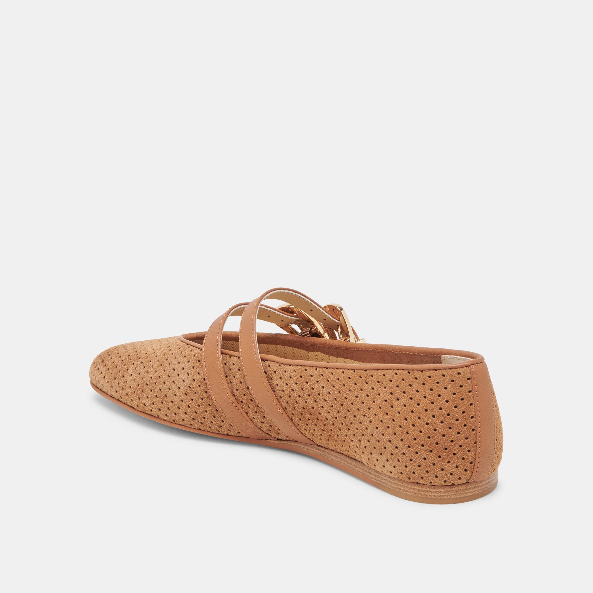 Baylee Pecan Perforated Suede Ballet Flats | Women Dolce Vita