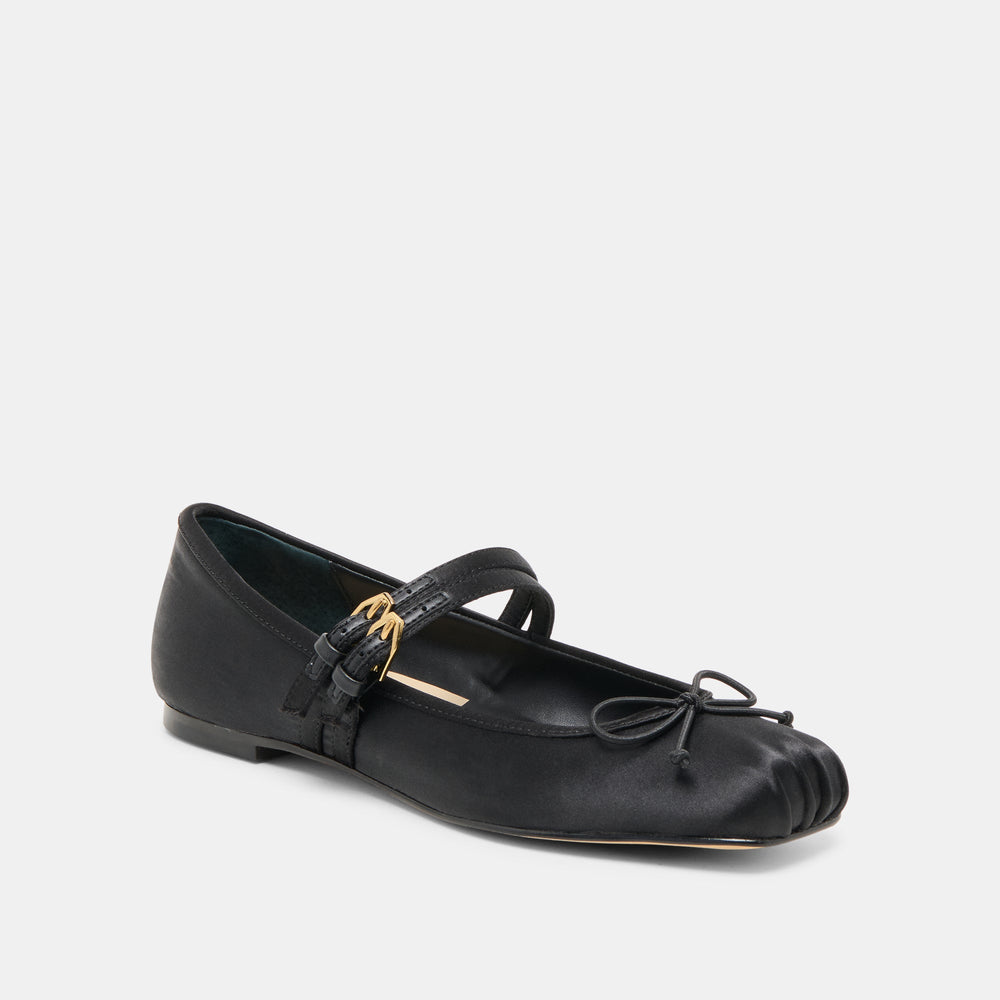 Gibsen Onyx Satin Ballet Flats | Women Dolce Vita
