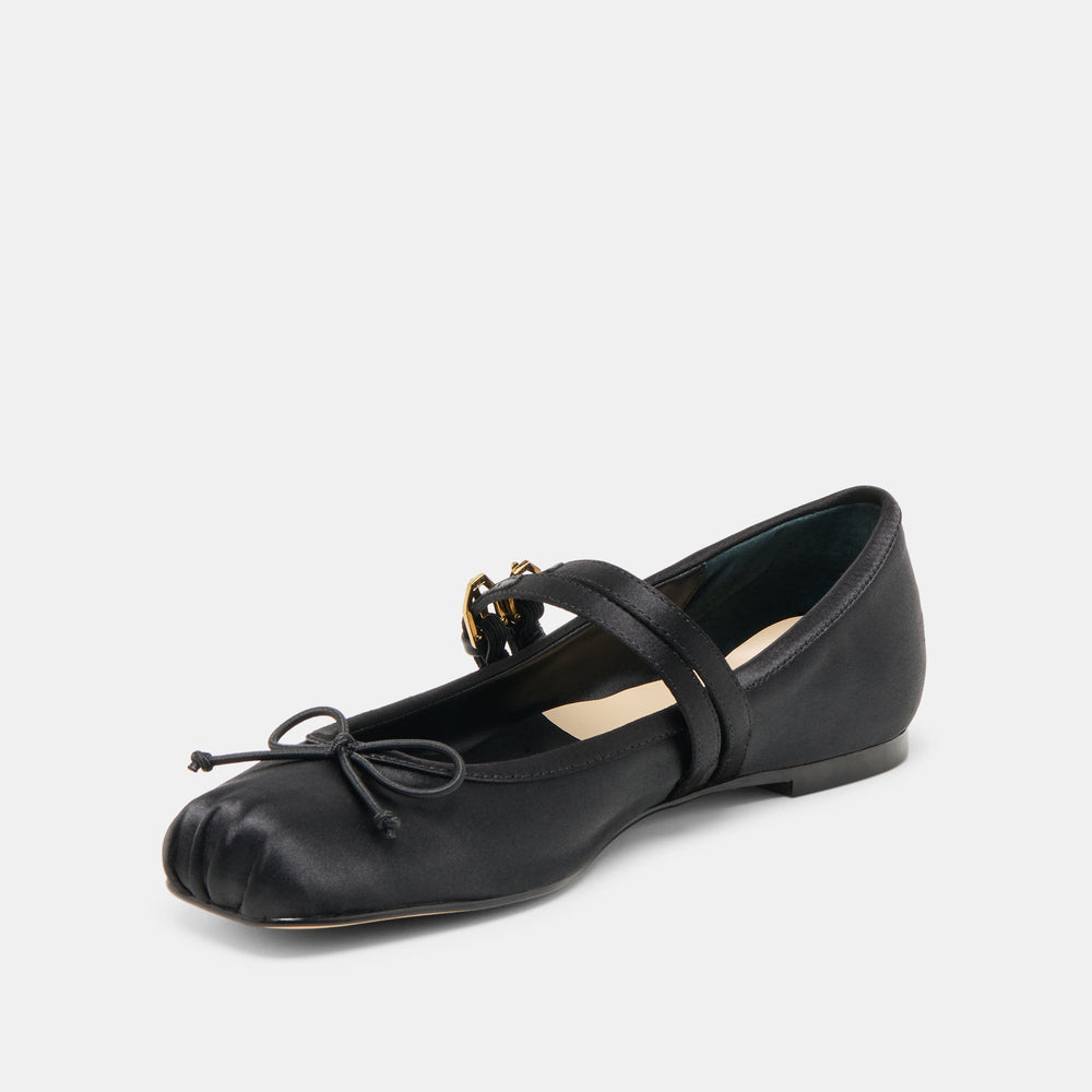 Gibsen Onyx Satin Ballet Flats | Women Dolce Vita