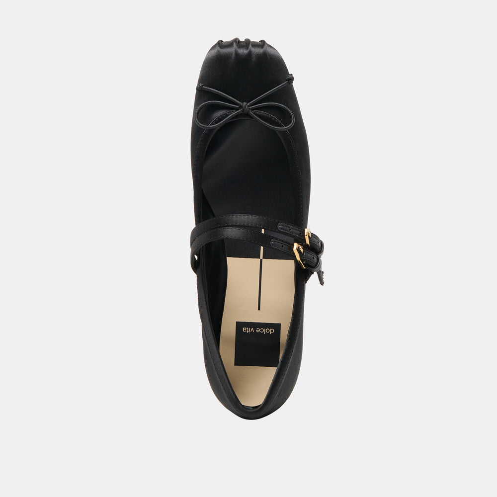 Gibsen Onyx Satin Ballet Flats | Women Dolce Vita