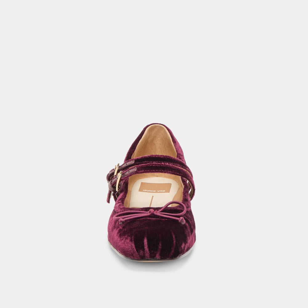 Gibsen Burgundy Velvet Ballet Flats | Women Dolce Vita
