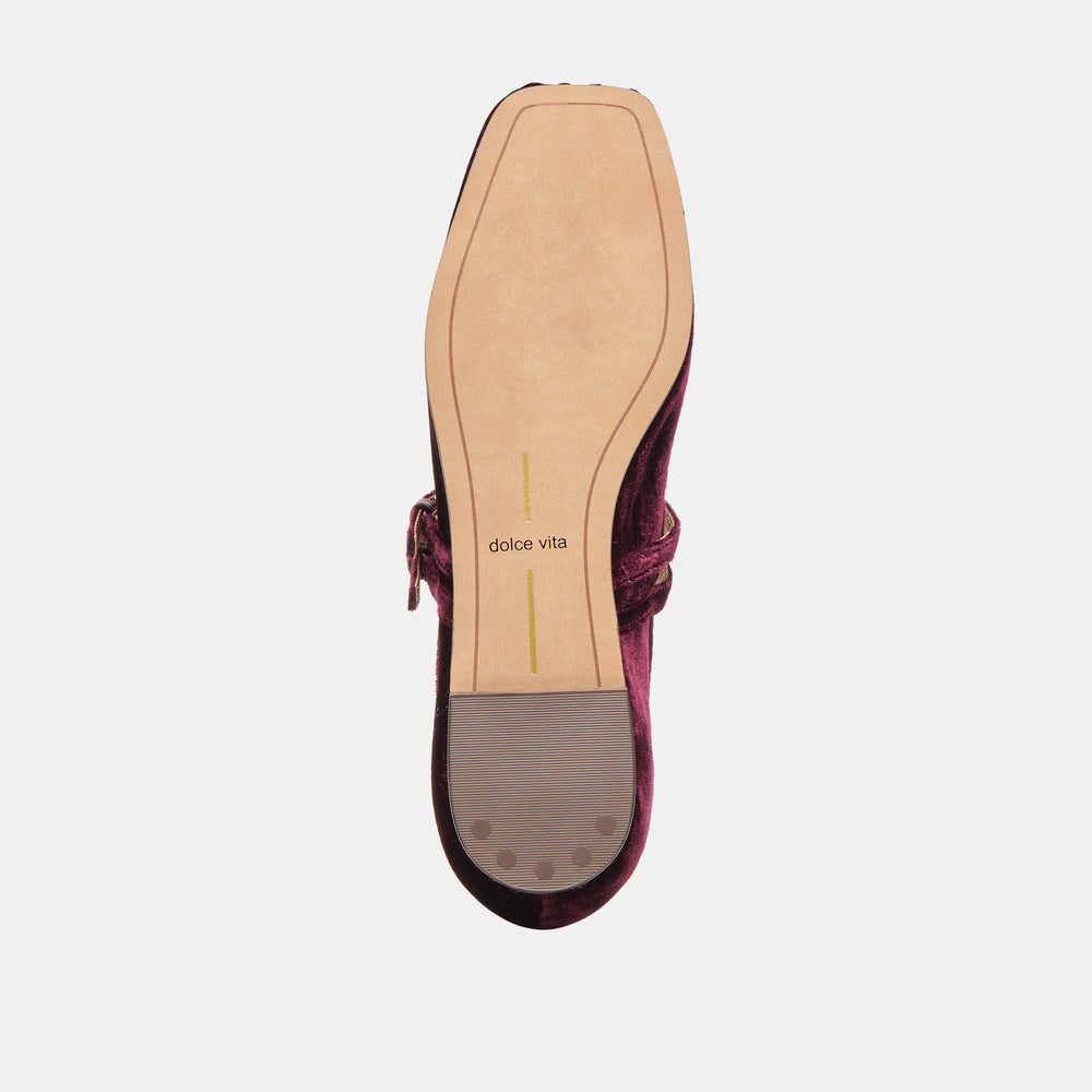 Gibsen Burgundy Velvet Ballet Flats | Women Dolce Vita