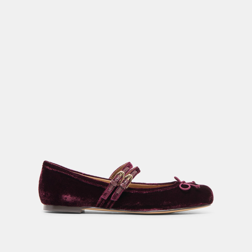Gibsen Burgundy Velvet Ballet Flats | Women Dolce Vita