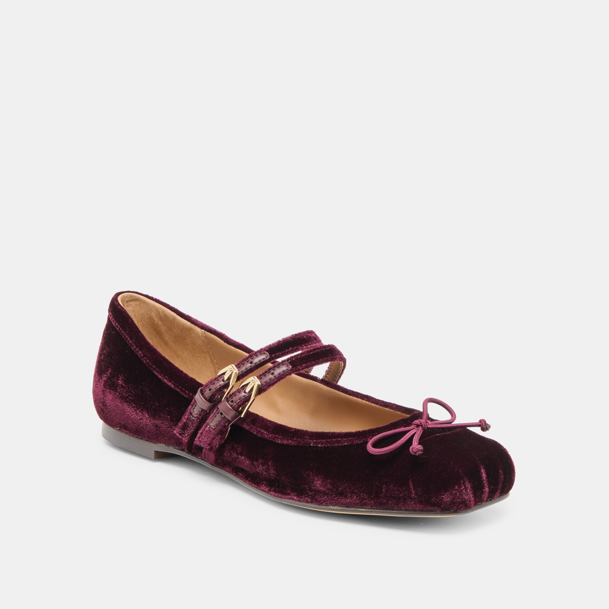 Gibsen Burgundy Velvet Ballet Flats | Women Dolce Vita