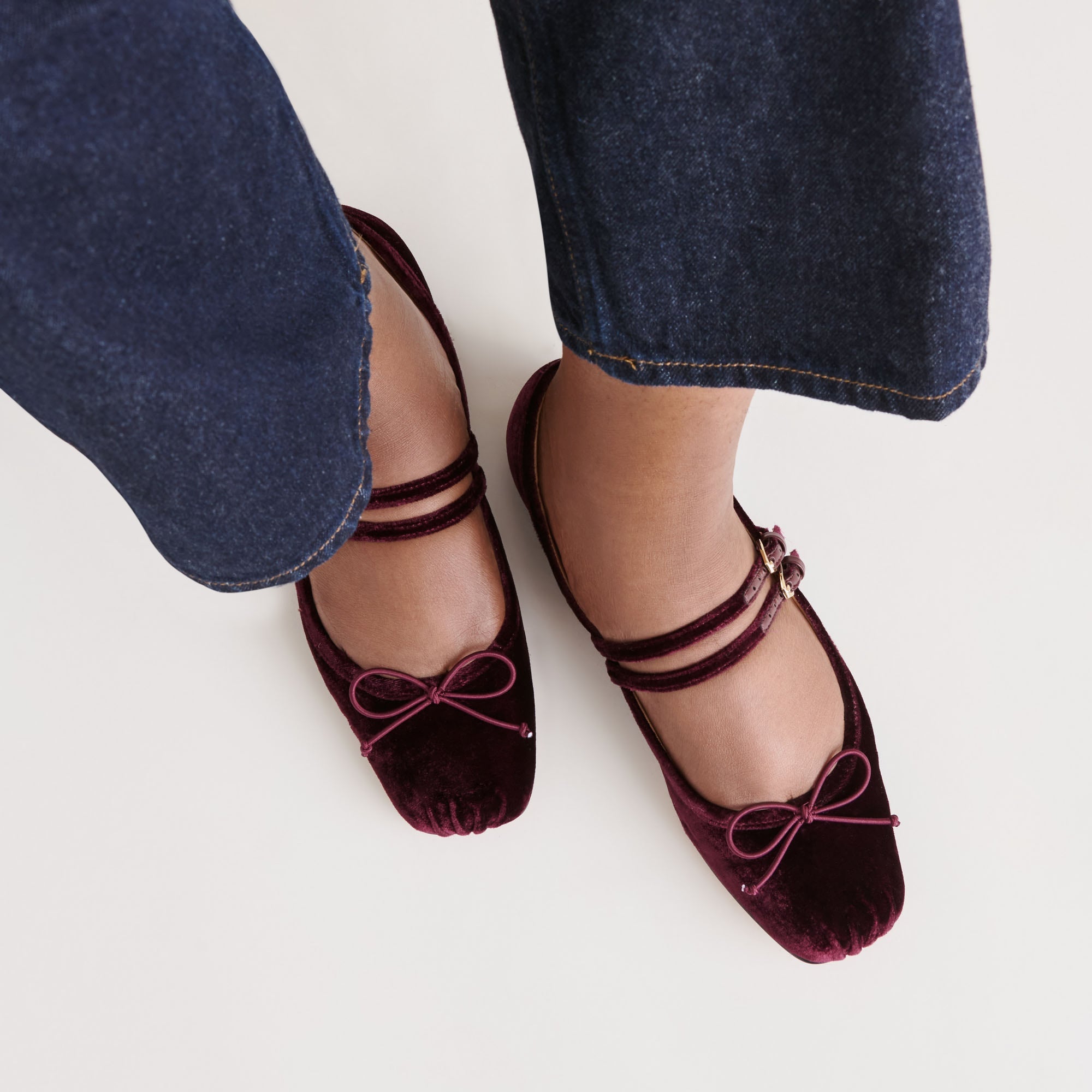 Gibsen Burgundy Velvet Ballet Flats | Women Dolce Vita