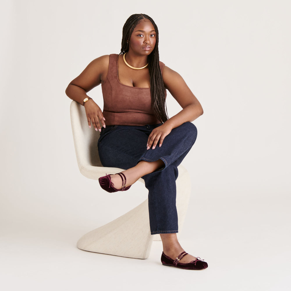 Gibsen Burgundy Velvet Ballet Flats | Women Dolce Vita
