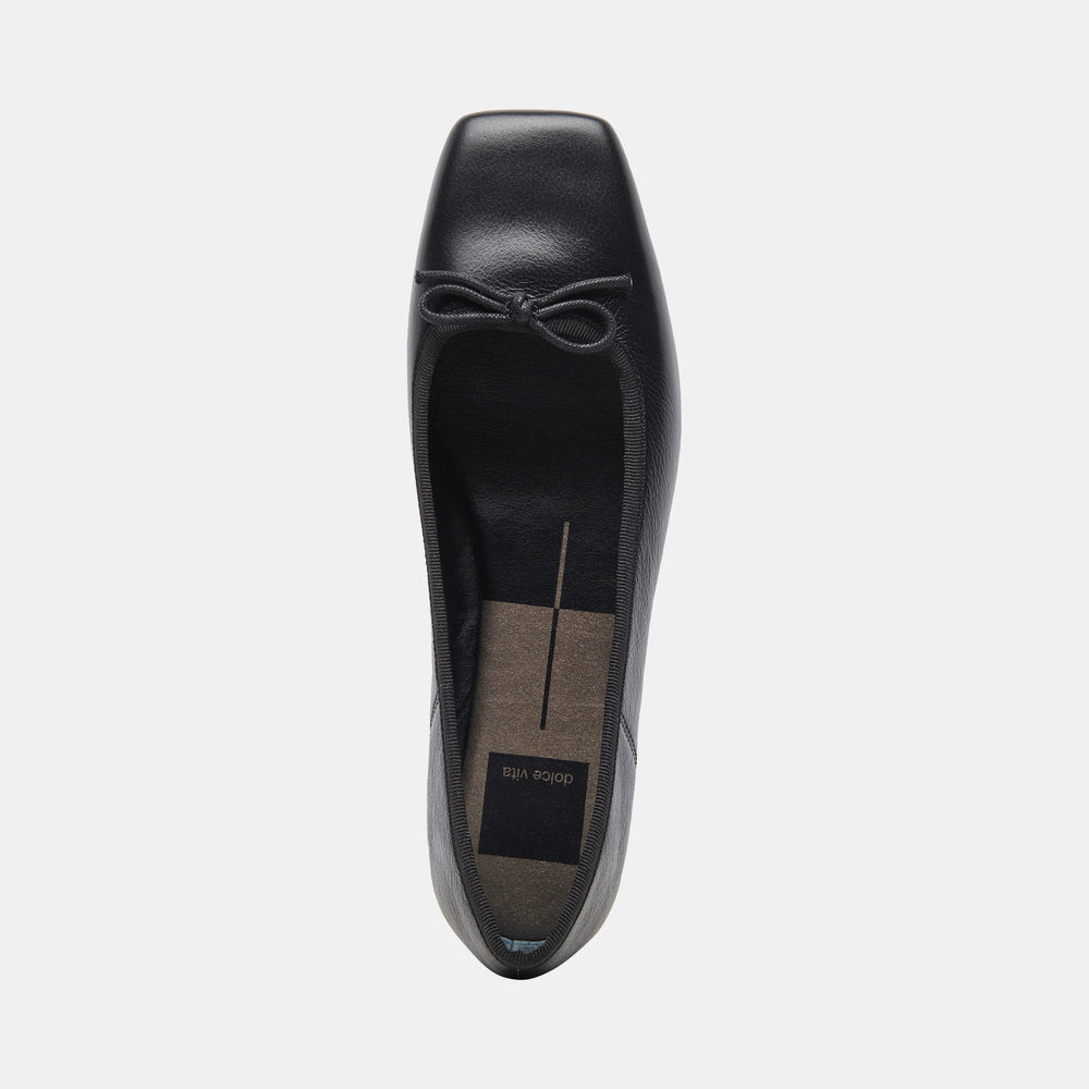 ANISA Wide Black Leather Ballet Flats | Women Dolce Vita
