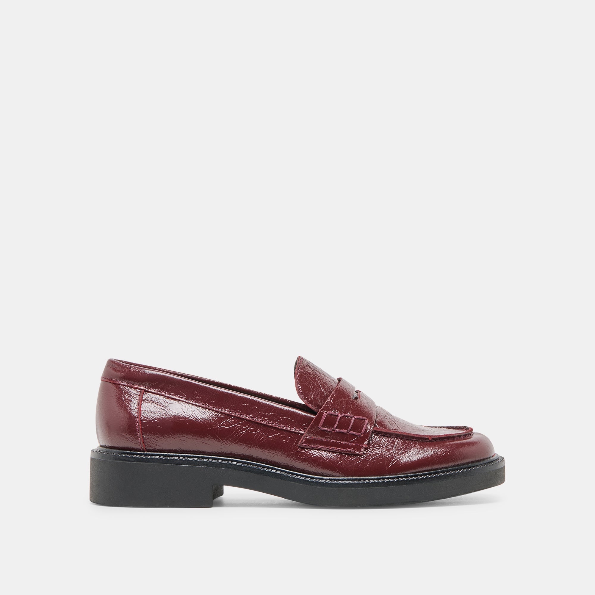 Tiggy Oxblood Crinkle Patent Loafers | Women Dolce Vita