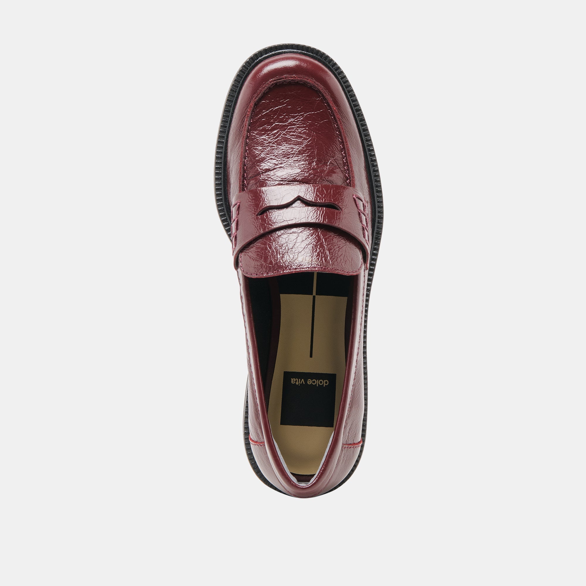 Tiggy Oxblood Crinkle Patent Loafers | Women Dolce Vita