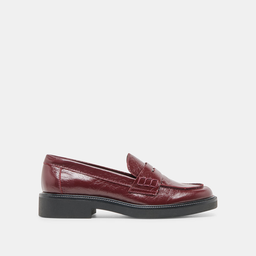 Tiggy Oxblood Crinkle Patent Loafers | Women Dolce Vita