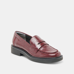 Tiggy Oxblood Crinkle Patent Loafers | Women Dolce Vita