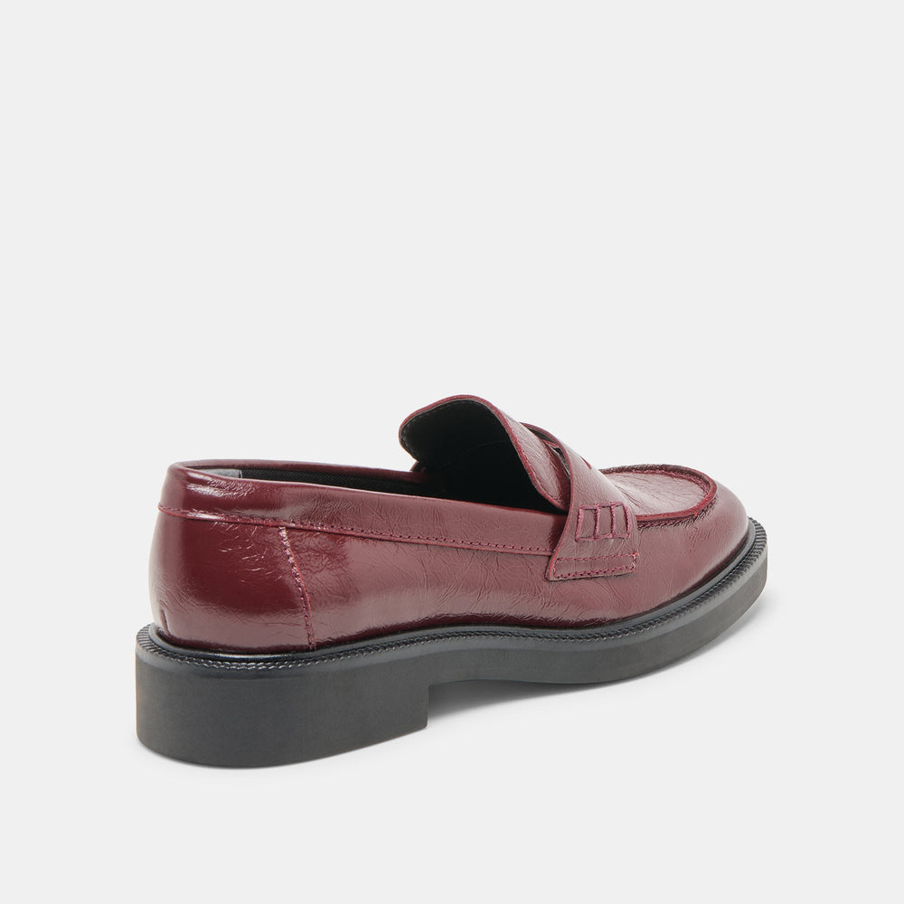 Tiggy Oxblood Crinkle Patent Loafers | Women Dolce Vita