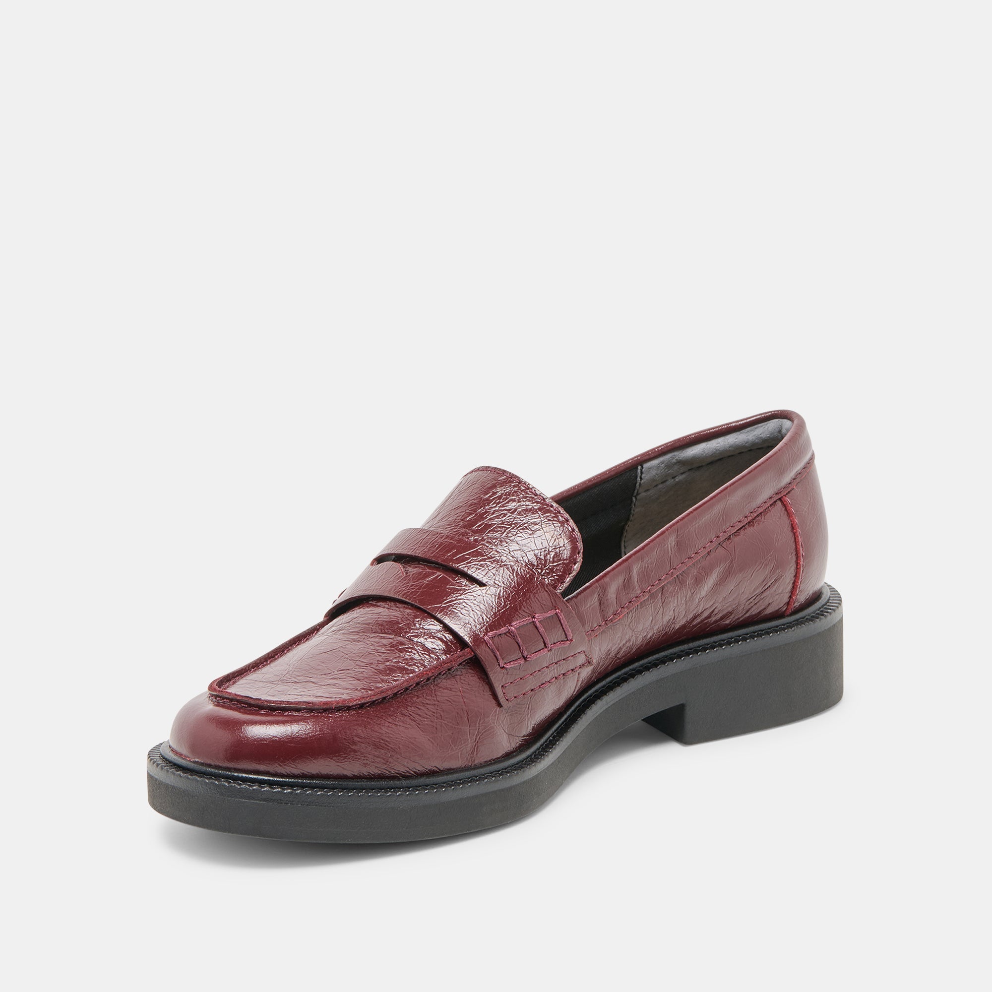 Tiggy Oxblood Crinkle Patent Loafers | Women Dolce Vita
