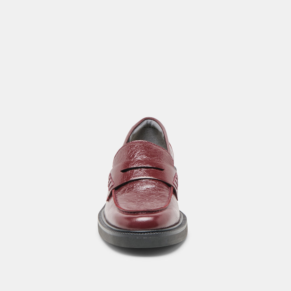 Tiggy Oxblood Crinkle Patent Loafers | Women Dolce Vita