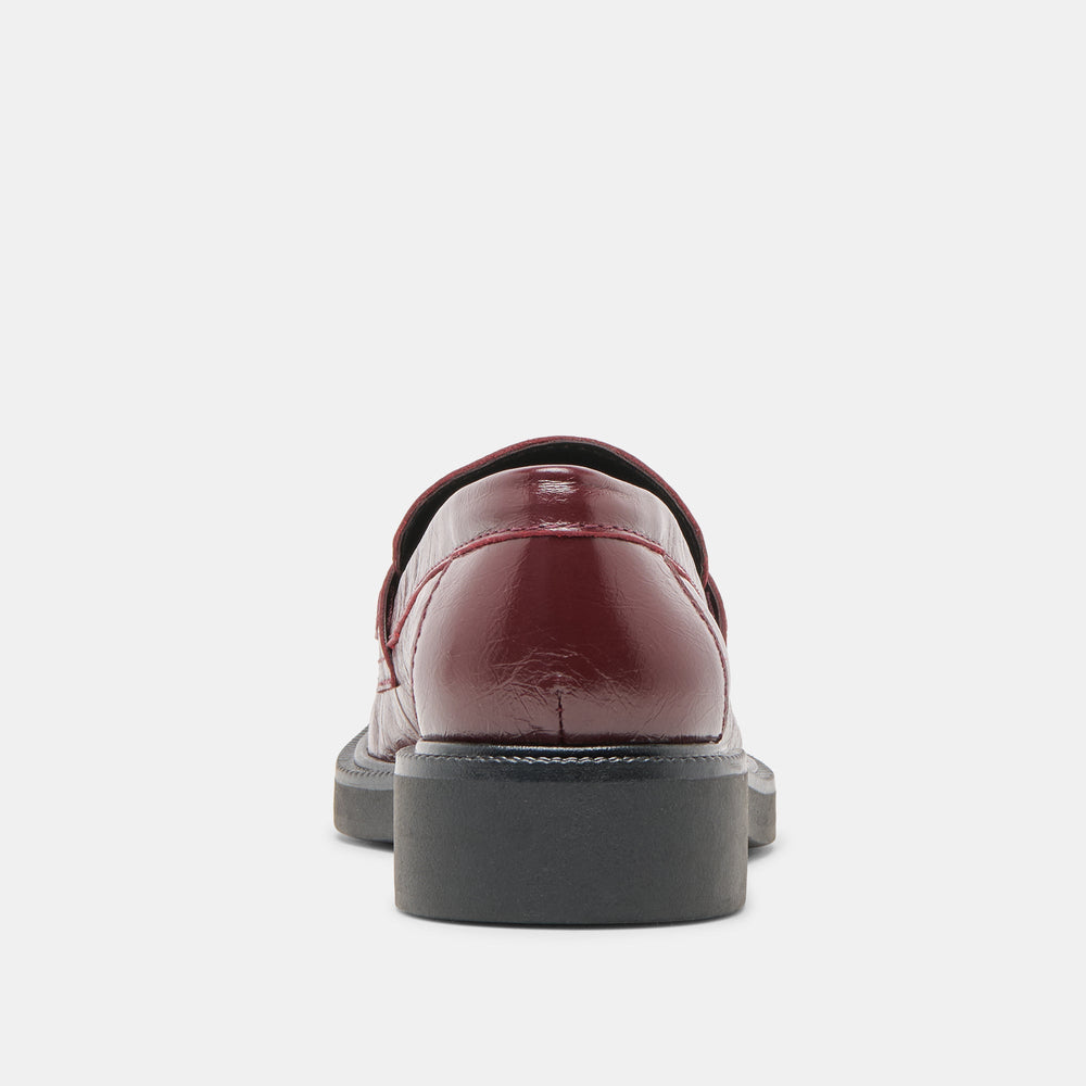 Tiggy Oxblood Crinkle Patent Loafers | Women Dolce Vita