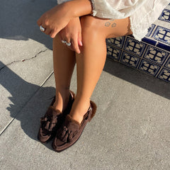Hamlit Plush Dk Brown Suede Loafers | Dolce Vita Women