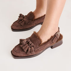 Hamlit Plush Dk Brown Suede Loafers | Dolce Vita Women