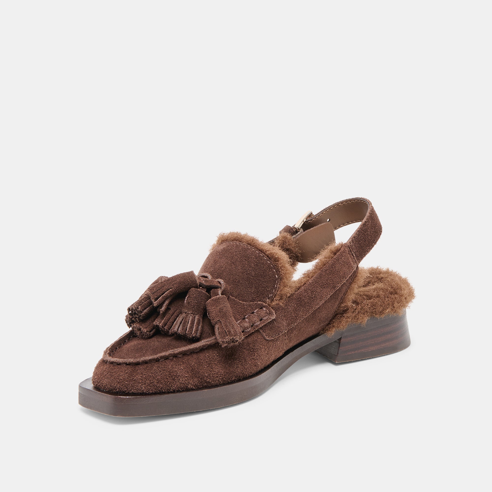 Hamlit Plush Dk Brown Suede Loafers | Dolce Vita Women