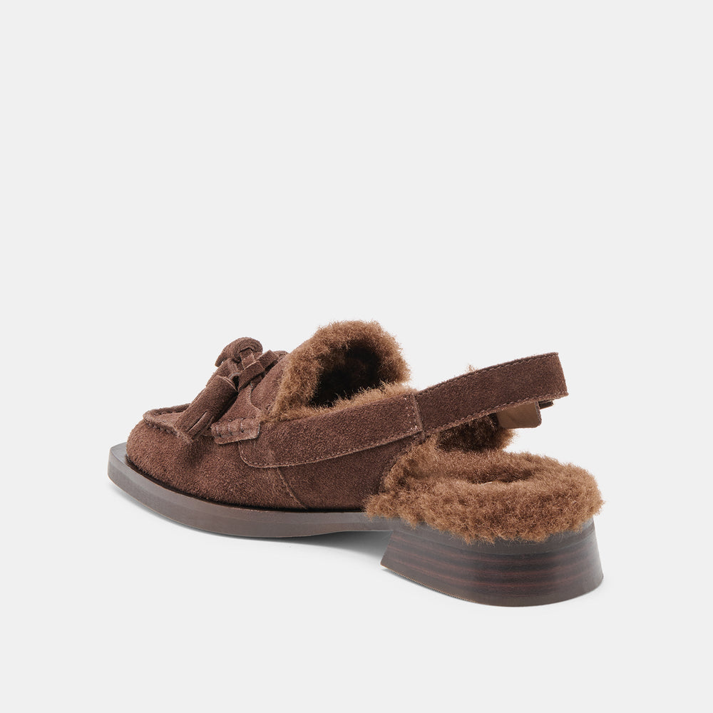 Hamlit Plush Dk Brown Suede Loafers | Dolce Vita Women