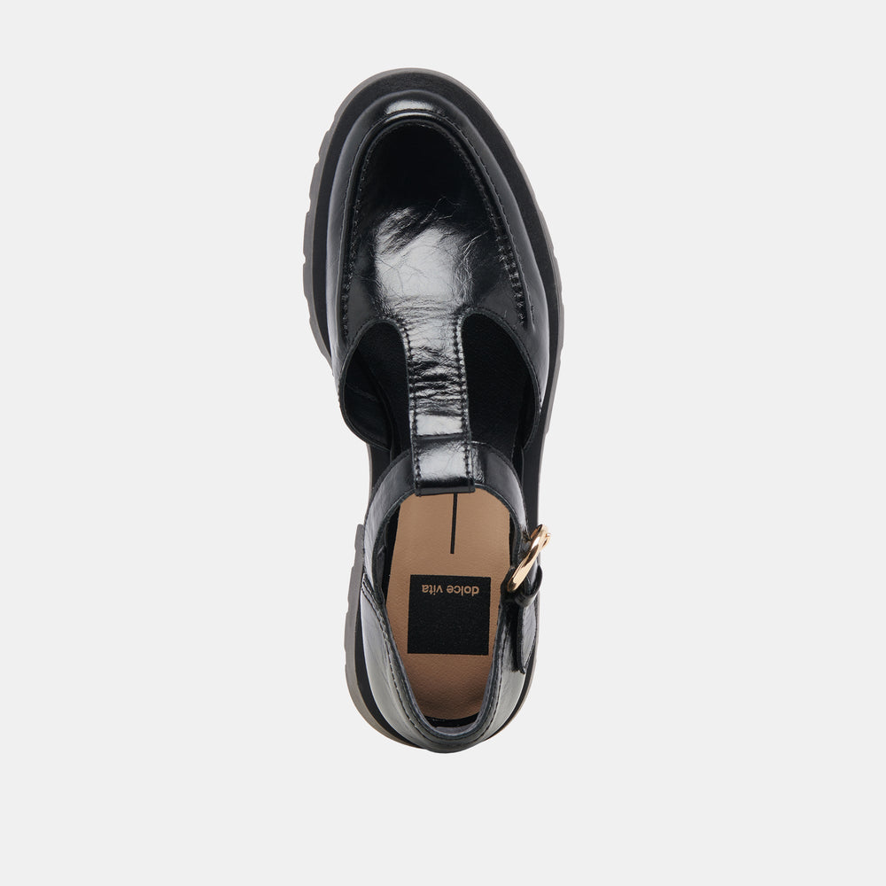 EMILIO FLATS MIDNIGHT CRINKLE PATENT LEATHER | Dolce Vita Women