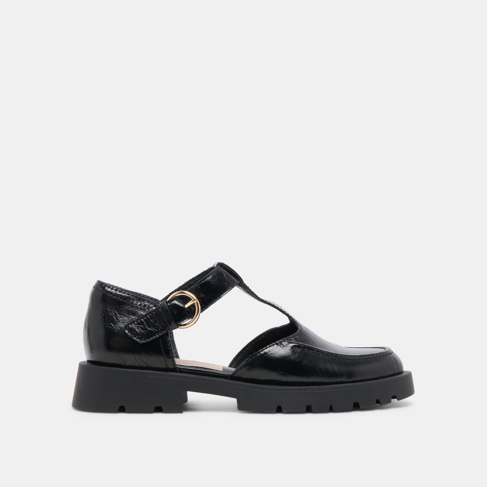 EMILIO FLATS MIDNIGHT CRINKLE PATENT LEATHER | Dolce Vita Women