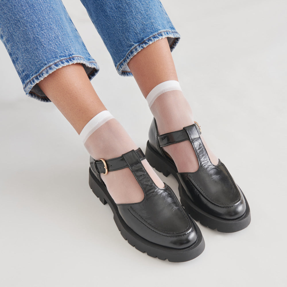 EMILIO FLATS MIDNIGHT CRINKLE PATENT LEATHER | Dolce Vita Women
