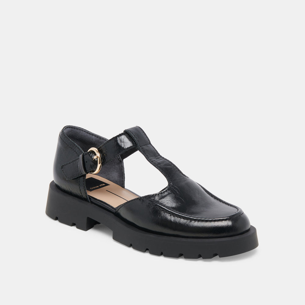EMILIO FLATS MIDNIGHT CRINKLE PATENT LEATHER | Dolce Vita Women