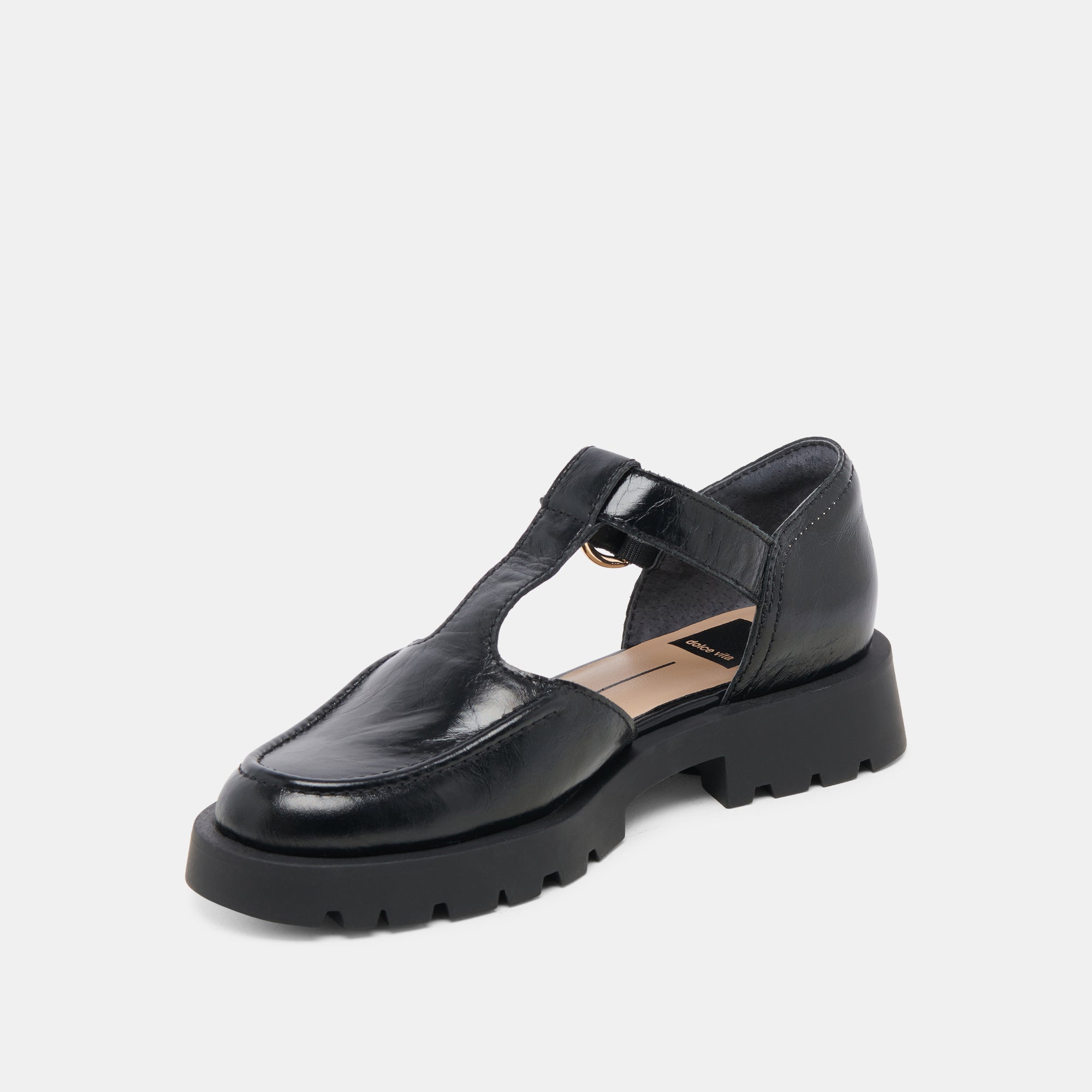 EMILIO FLATS MIDNIGHT CRINKLE PATENT LEATHER | Dolce Vita Women