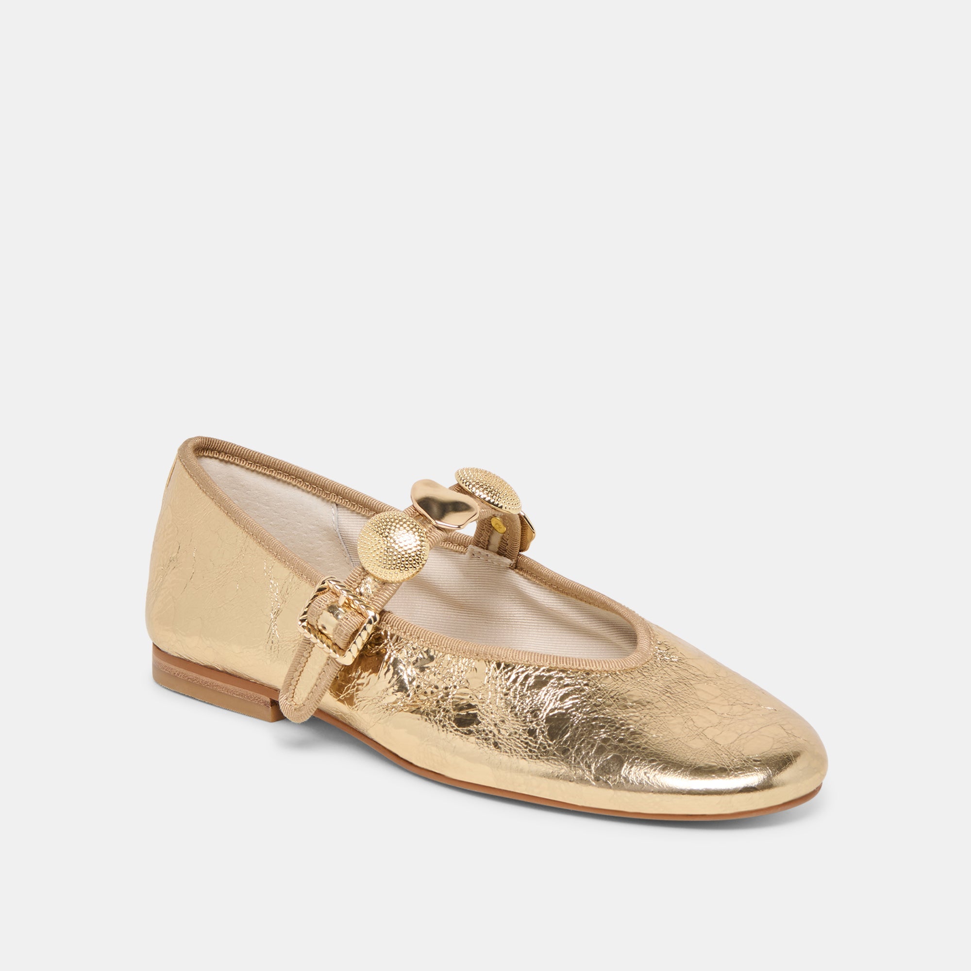 Relan Gold Distressed Leather Ballet Flats | Dolce Vita Women