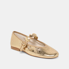 Relan Gold Distressed Leather Ballet Flats | Dolce Vita Women