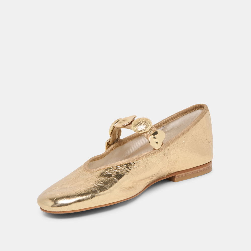 Relan Gold Distressed Leather Ballet Flats | Dolce Vita Women