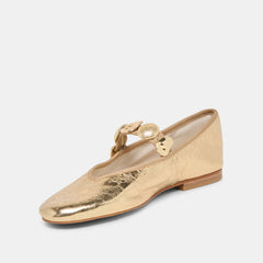 Relan Gold Distressed Leather Ballet Flats | Dolce Vita Women