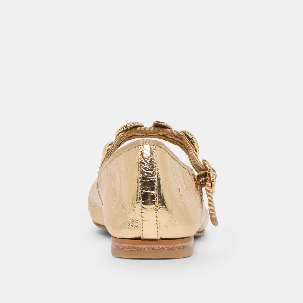 Relan Gold Distressed Leather Ballet Flats | Dolce Vita Women