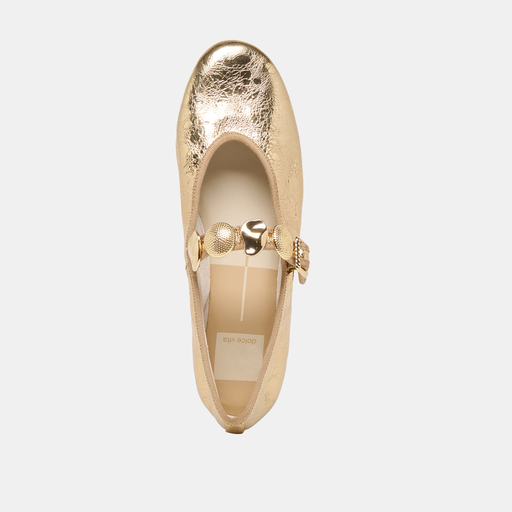 Relan Gold Distressed Leather Ballet Flats | Dolce Vita Women