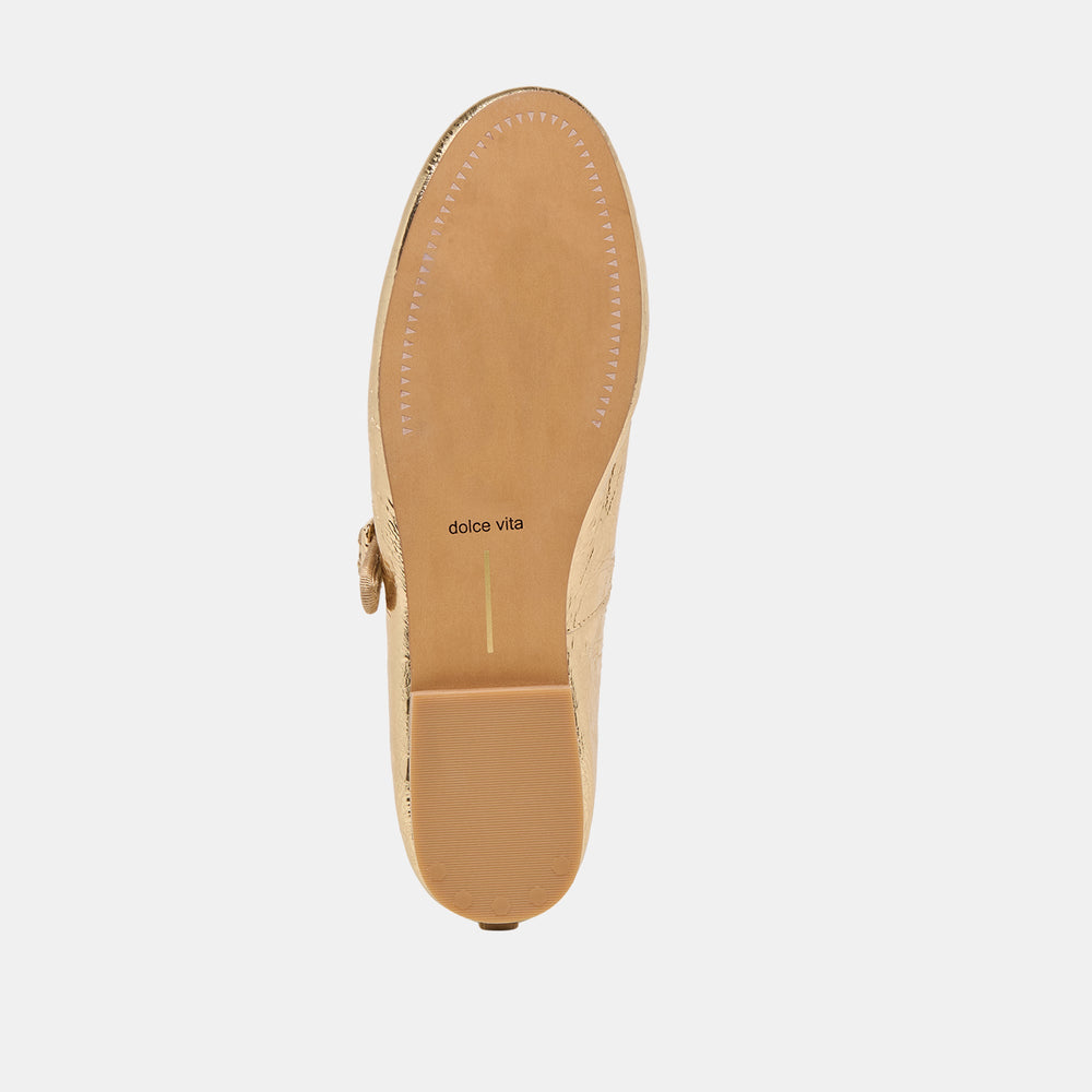 Relan Gold Distressed Leather Ballet Flats | Dolce Vita Women