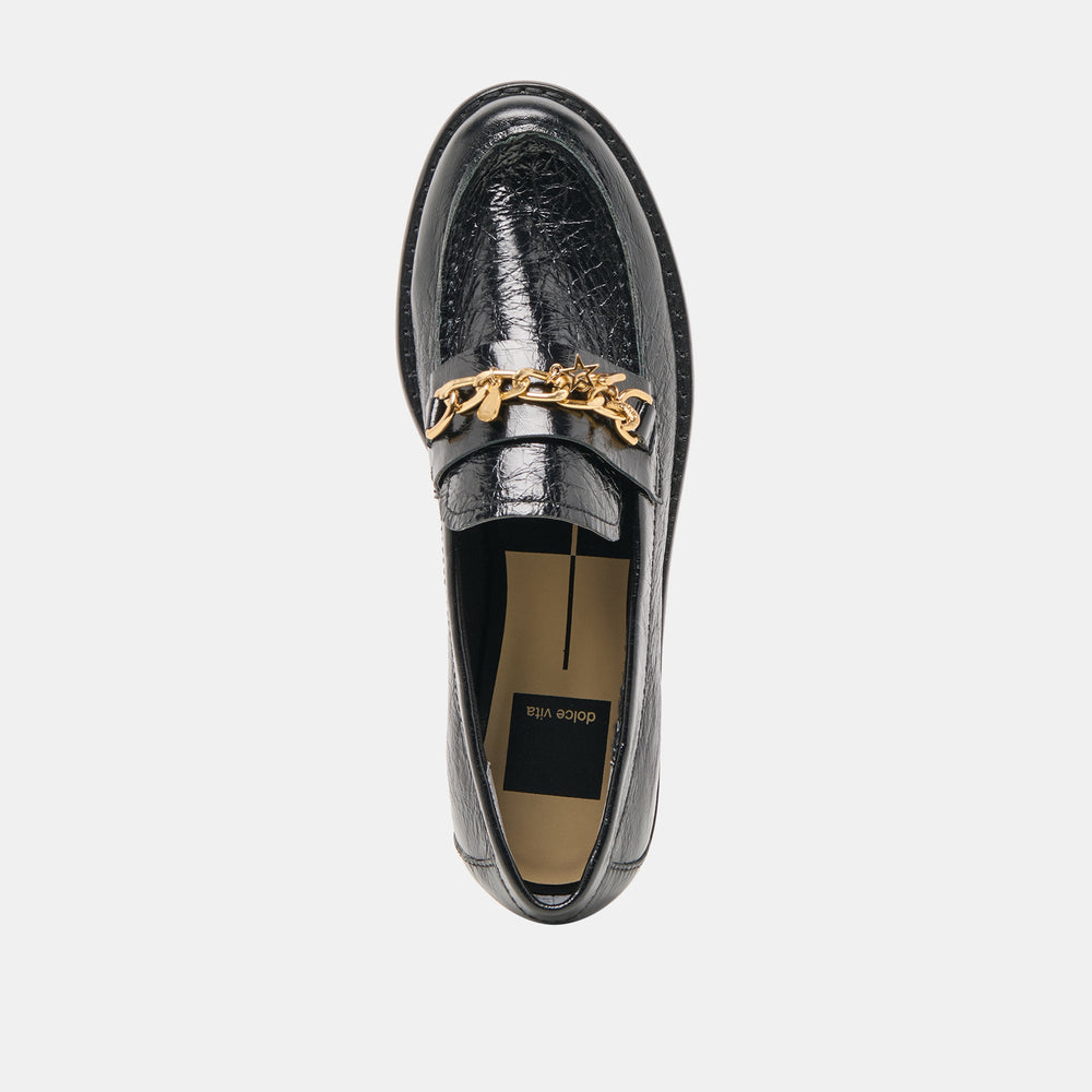 Waylen Midnight Crinkle Patent Loafers | Women Dolce Vita