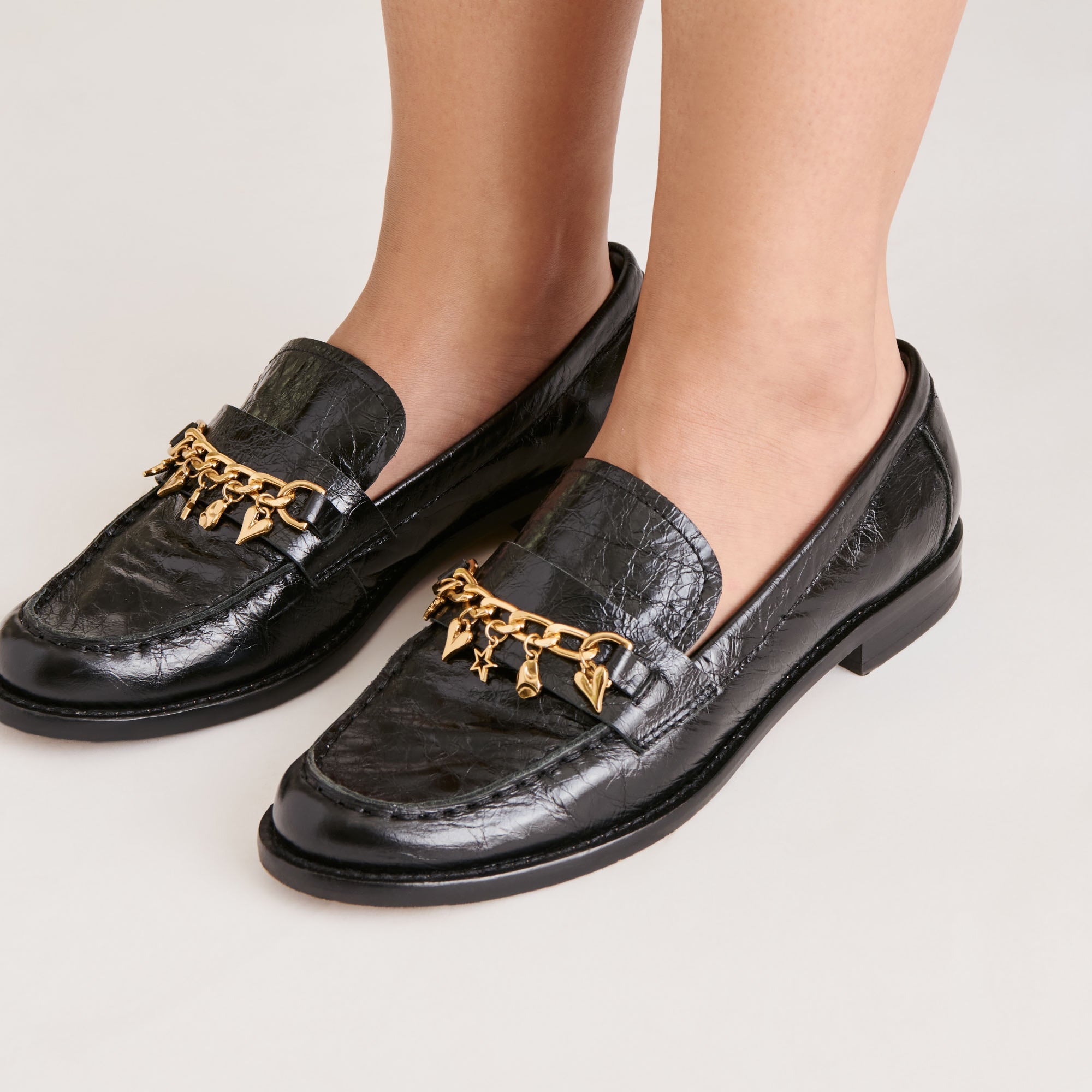 Waylen Midnight Crinkle Patent Loafers | Women Dolce Vita
