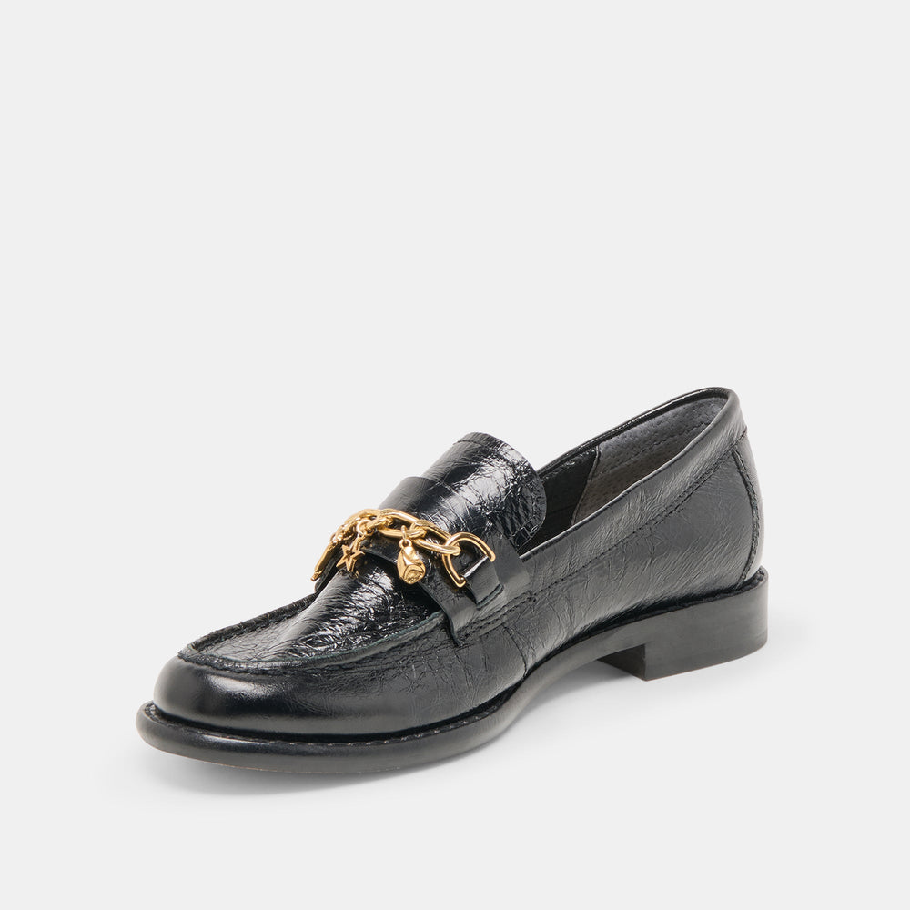 Waylen Midnight Crinkle Patent Loafers | Women Dolce Vita