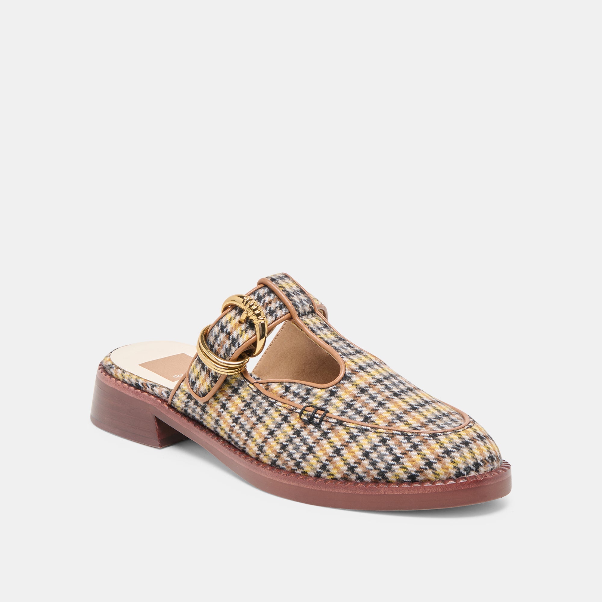 Harlah Yellow Plaid Tweed Flats | Women Dolce Vita
