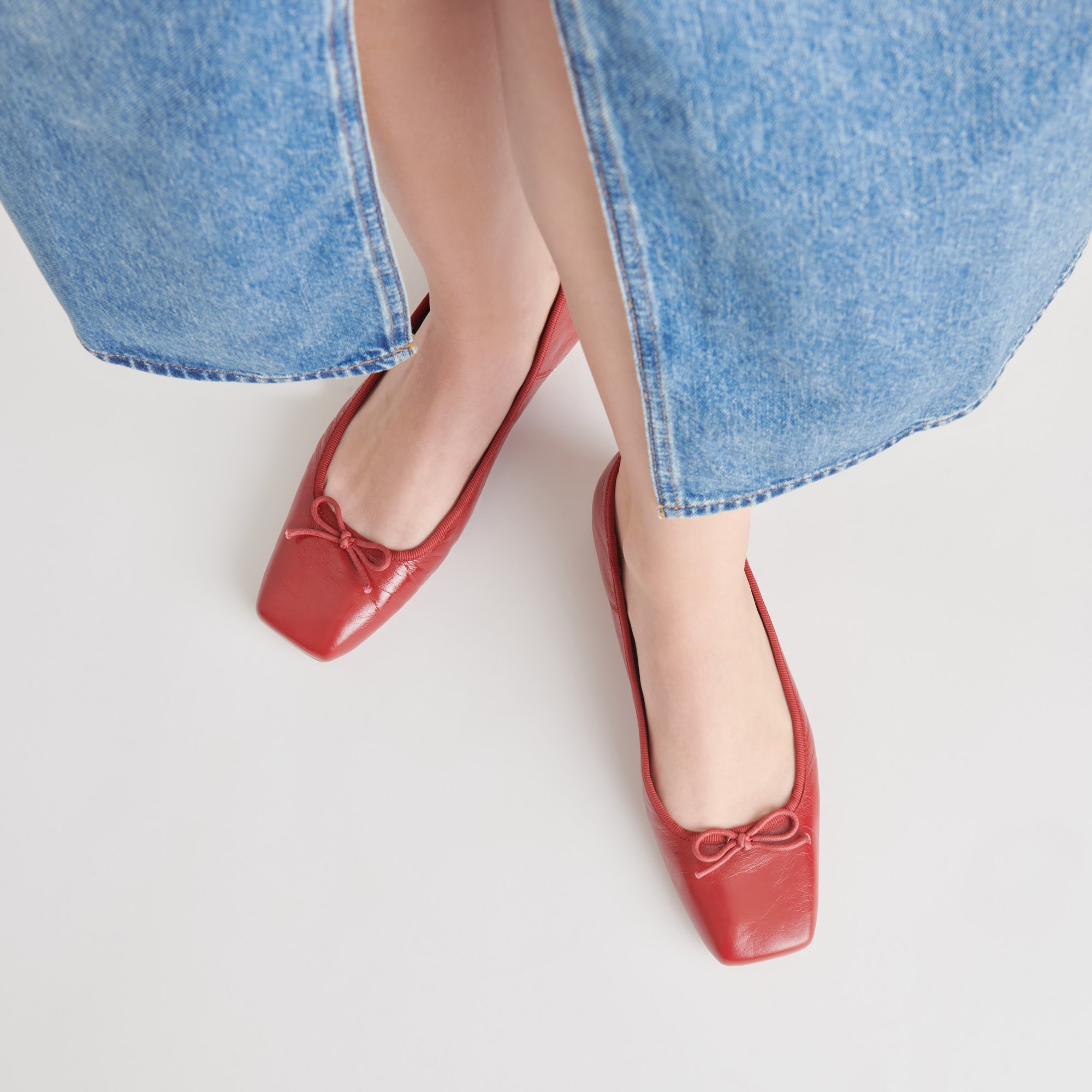 Anisa Ballet Flats RED CRINKLE PATENT | Women Dolce Vita