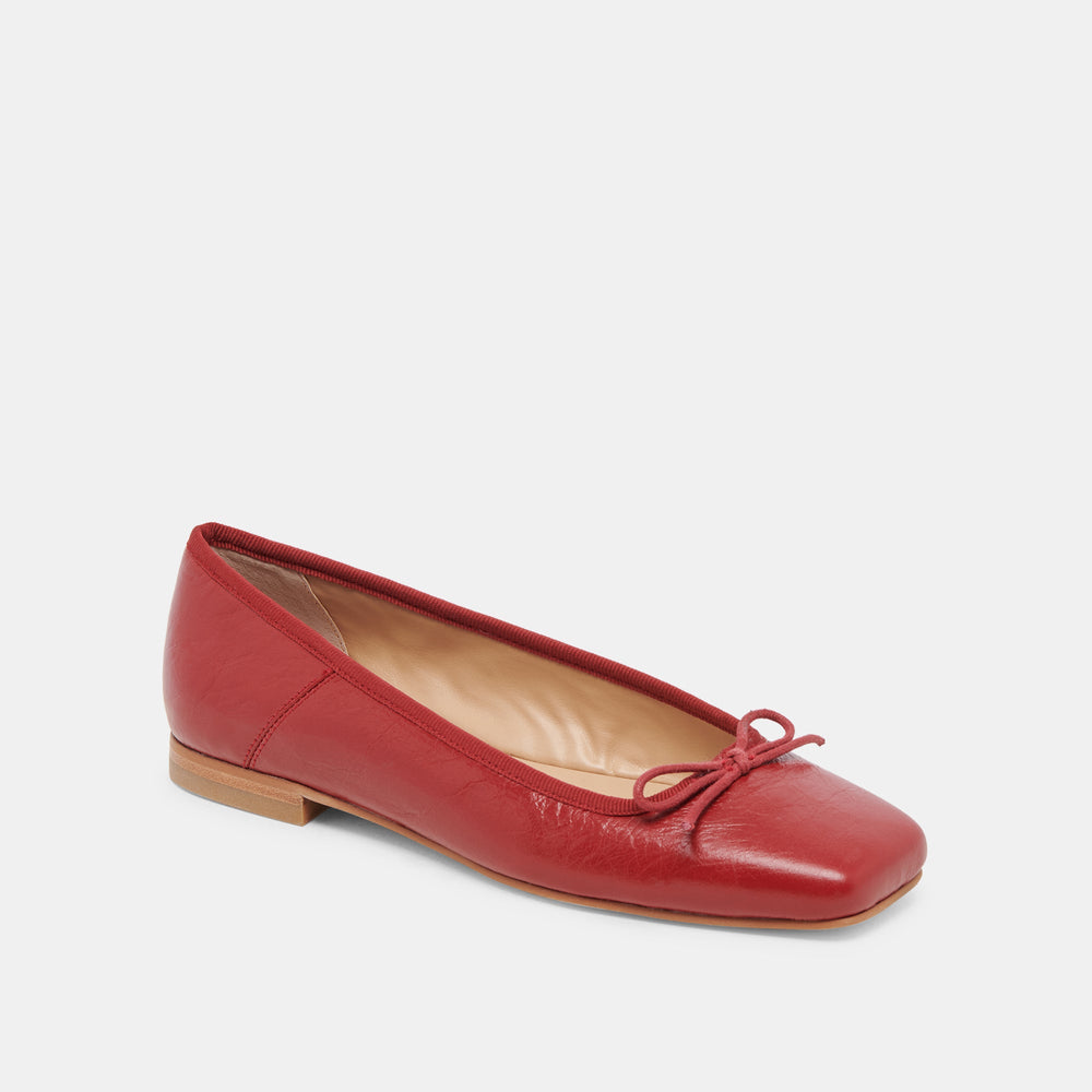 Anisa Ballet Flats RED CRINKLE PATENT | Women Dolce Vita