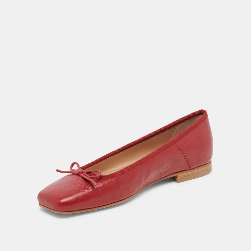 Anisa Ballet Flats RED CRINKLE PATENT | Women Dolce Vita