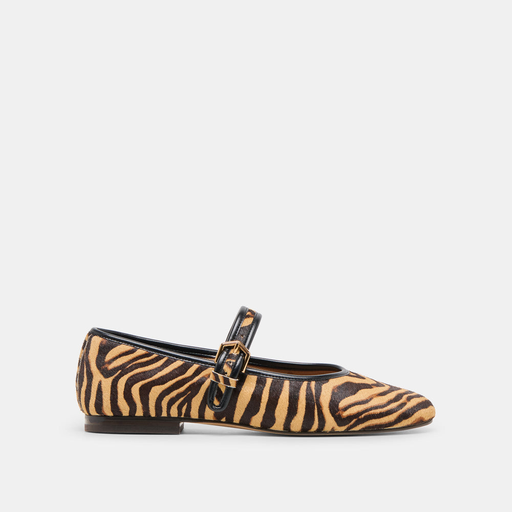 Roslyn Tiger Calf Hair Ballet Flats | Women Dolce Vita